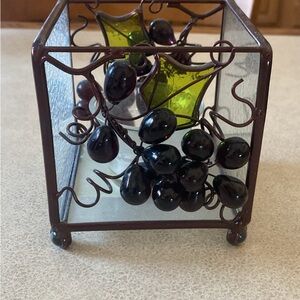 Decorative Glass and Metal Grape Candle Holder